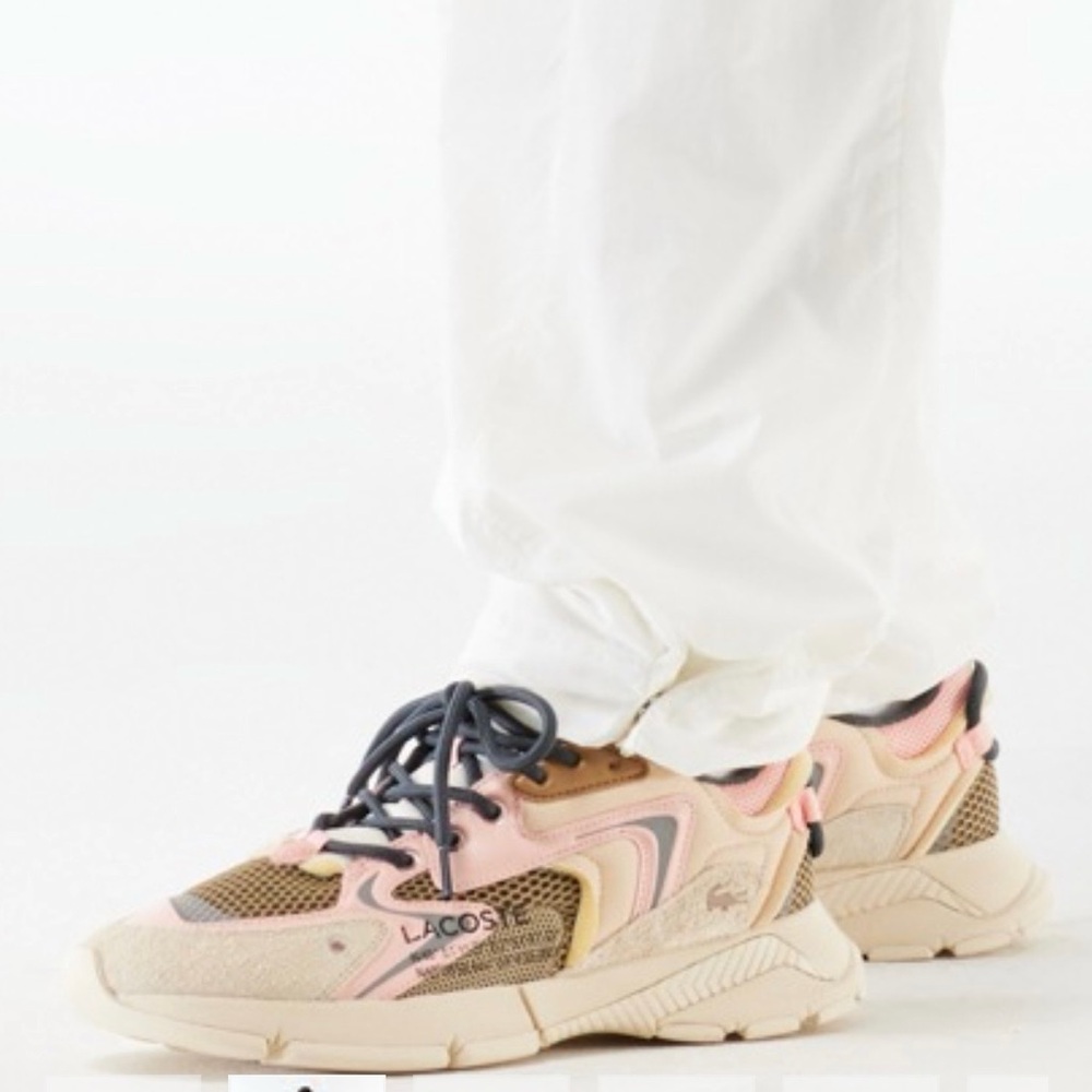 Lacoste Women's L003 Neo Sneakers in white and Light pink, size 9.5 - Picture 5 of 10